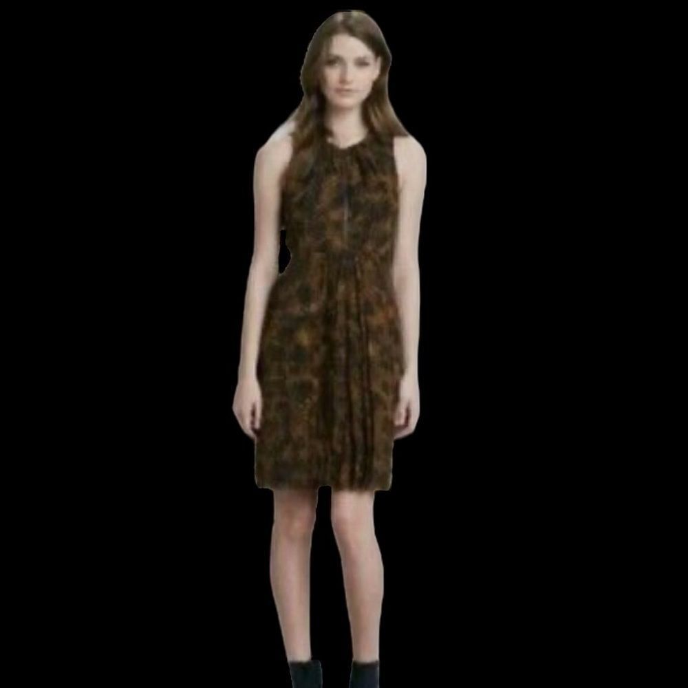 Burberry Brit Leopard Print Mulberry Silk Front Zip Dress - Picture 10 of 10